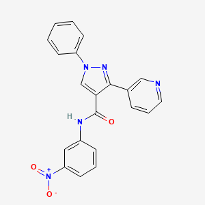 molecular formula C21H15N5O3 B3682087 N-(3-nitrophenyl)-1-phenyl-3-pyridin-3-ylpyrazole-4-carboxamide 
