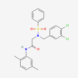 molecular formula C23H22Cl2N2O3S B3682099 N~2~-(3,4-dichlorobenzyl)-N-(2,5-dimethylphenyl)-N~2~-(phenylsulfonyl)glycinamide 