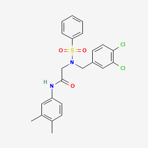 molecular formula C23H22Cl2N2O3S B3682113 N~2~-(3,4-dichlorobenzyl)-N-(3,4-dimethylphenyl)-N~2~-(phenylsulfonyl)glycinamide 