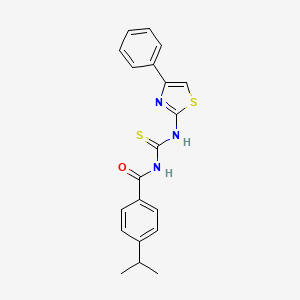 molecular formula C20H19N3OS2 B3682294 N-[(4-phenyl-1,3-thiazol-2-yl)carbamothioyl]-4-(propan-2-yl)benzamide 