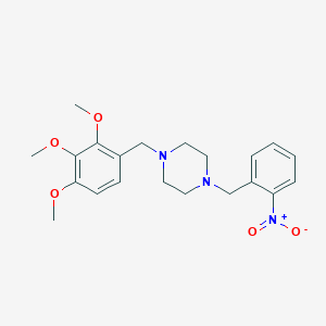 molecular formula C21H27N3O5 B3682336 1-[(2-Nitrophenyl)methyl]-4-[(2,3,4-trimethoxyphenyl)methyl]piperazine 