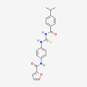 molecular formula C22H21N3O3S B3682379 N-{4-[({[4-(propan-2-yl)phenyl]carbonyl}carbamothioyl)amino]phenyl}furan-2-carboxamide 