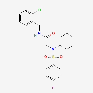 molecular formula C21H24ClFN2O3S B3682479 N~1~-(2-chlorobenzyl)-N~2~-cyclohexyl-N~2~-[(4-fluorophenyl)sulfonyl]glycinamide 