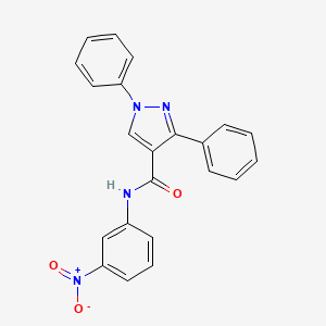 molecular formula C22H16N4O3 B3682498 N-(3-nitrophenyl)-1,3-diphenylpyrazole-4-carboxamide 