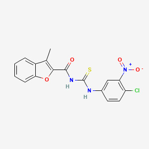 molecular formula C17H12ClN3O4S B3682584 N-[(4-chloro-3-nitrophenyl)carbamothioyl]-3-methyl-1-benzofuran-2-carboxamide 