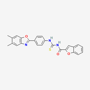 molecular formula C25H19N3O3S B3682668 N-{[4-(5,6-dimethyl-1,3-benzoxazol-2-yl)phenyl]carbamothioyl}-1-benzofuran-2-carboxamide 