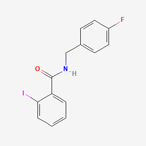 molecular formula C14H11FINO B3682855 N-[(4-fluorophenyl)methyl]-2-iodobenzamide 