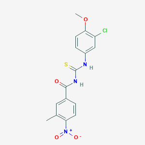 molecular formula C16H14ClN3O4S B3683028 N-[(3-chloro-4-methoxyphenyl)carbamothioyl]-3-methyl-4-nitrobenzamide 