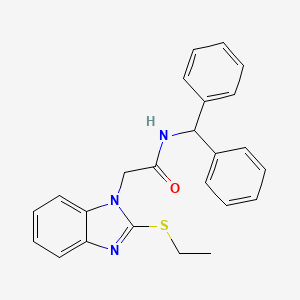 molecular formula C24H23N3OS B3683100 N-(DIPHENYLMETHYL)-2-[2-(ETHYLSULFANYL)-1H-1,3-BENZODIAZOL-1-YL]ACETAMIDE 