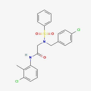 molecular formula C22H20Cl2N2O3S B3683183 N~2~-(4-chlorobenzyl)-N-(3-chloro-2-methylphenyl)-N~2~-(phenylsulfonyl)glycinamide 