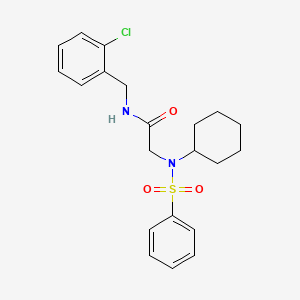molecular formula C21H25ClN2O3S B3683219 N-(2-chlorobenzyl)-N~2~-cyclohexyl-N~2~-(phenylsulfonyl)glycinamide 