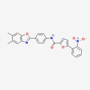 molecular formula C26H19N3O5 B3683386 N-[4-(5,6-dimethyl-1,3-benzoxazol-2-yl)phenyl]-5-(2-nitrophenyl)furan-2-carboxamide CAS No. 6324-74-9