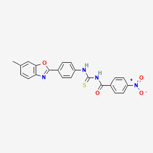 molecular formula C22H16N4O4S B3683392 N-({[4-(6-methyl-1,3-benzoxazol-2-yl)phenyl]amino}carbonothioyl)-4-nitrobenzamide 