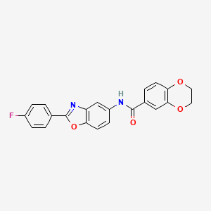 molecular formula C22H15FN2O4 B3683474 N-[2-(4-fluorophenyl)-1,3-benzoxazol-5-yl]-2,3-dihydro-1,4-benzodioxine-6-carboxamide 