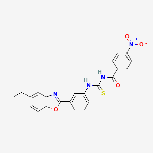molecular formula C23H18N4O4S B3683492 N-({[3-(5-ethyl-1,3-benzoxazol-2-yl)phenyl]amino}carbonothioyl)-4-nitrobenzamide 