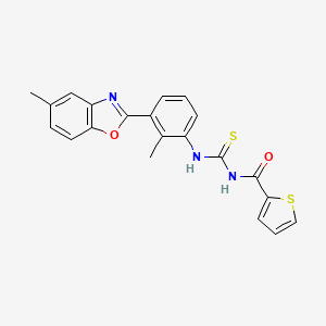 molecular formula C21H17N3O2S2 B3683555 N-{[2-methyl-3-(5-methyl-1,3-benzoxazol-2-yl)phenyl]carbamothioyl}thiophene-2-carboxamide CAS No. 347331-57-1