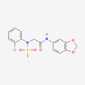 molecular formula C16H15ClN2O5S B3683566 N~1~-1,3-benzodioxol-5-yl-N~2~-(2-chlorophenyl)-N~2~-(methylsulfonyl)glycinamide 