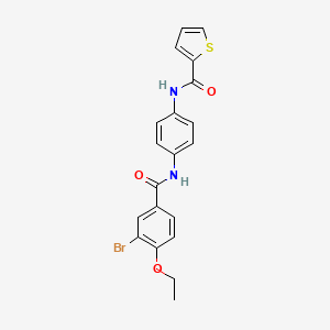 molecular formula C20H17BrN2O3S B3683820 N-(4-{[(3-bromo-4-ethoxyphenyl)carbonyl]amino}phenyl)thiophene-2-carboxamide 