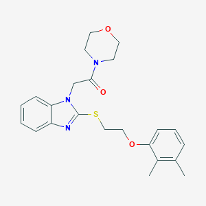 molecular formula C23H27N3O3S B368431 2-(2-((2-(2,3-dimethylphenoxy)ethyl)thio)-1H-benzo[d]imidazol-1-yl)-1-morpholinoethanone CAS No. 920118-40-7
