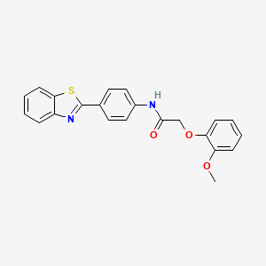 molecular formula C22H18N2O3S B3684522 N-[4-(1,3-benzothiazol-2-yl)phenyl]-2-(2-methoxyphenoxy)acetamide 