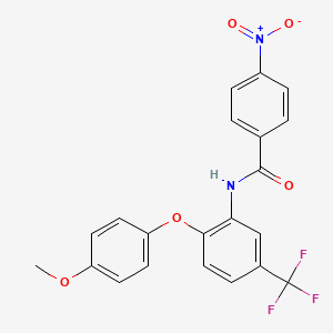 molecular formula C21H15F3N2O5 B3684647 N-[2-(4-methoxyphenoxy)-5-(trifluoromethyl)phenyl]-4-nitrobenzamide 