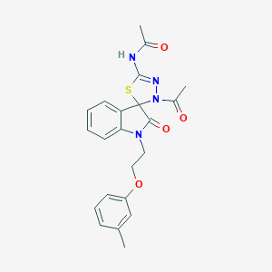 molecular formula C22H22N4O4S B368477 N-[4-acetyl-1'-[2-(3-methylphenoxy)ethyl]-2'-oxospiro[1,3,4-thiadiazole-5,3'-indole]-2-yl]acetamide CAS No. 902255-11-2