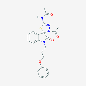 molecular formula C22H22N4O4S B368478 N-[4-acetyl-2'-oxo-1'-(3-phenoxypropyl)spiro[1,3,4-thiadiazole-5,3'-indole]-2-yl]acetamide CAS No. 902255-22-5