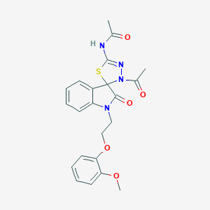 molecular formula C22H22N4O5S B368482 N-[4-acetyl-1'-[2-(2-methoxyphenoxy)ethyl]-2'-oxospiro[1,3,4-thiadiazole-5,3'-indole]-2-yl]acetamide CAS No. 902255-20-3
