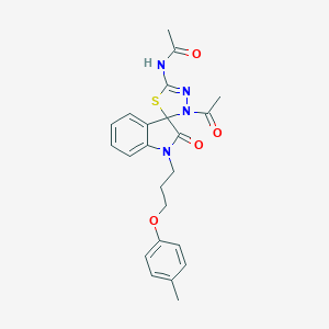 molecular formula C23H24N4O4S B368485 N-[4-acetyl-1'-[3-(4-methylphenoxy)propyl]-2'-oxospiro[1,3,4-thiadiazole-5,3'-indole]-2-yl]acetamide CAS No. 902255-28-1