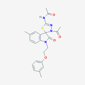 molecular formula C23H24N4O4S B368495 N-[4-acetyl-5'-methyl-1'-[2-(3-methylphenoxy)ethyl]-2'-oxospiro[1,3,4-thiadiazole-5,3'-indole]-2-yl]acetamide CAS No. 902248-73-1