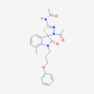 molecular formula C23H24N4O4S B368498 N-[3'-acetyl-7-methyl-2-oxo-1-(3-phenoxypropyl)-1,2-dihydro-3'H-spiro[indole-3,2'-[1,3,4]thiadiazol]-5'-yl]acetamide CAS No. 905787-54-4