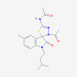 molecular formula C19H24N4O3S B368501 N-[3'-acetyl-5-methyl-1-(3-methylbutyl)-2-oxo-1,2-dihydro-3'H-spiro[indole-3,2'-[1,3,4]thiadiazole]-5'-yl]acetamide CAS No. 905787-40-8