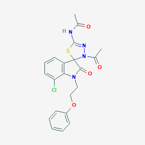 molecular formula C21H19ClN4O4S B368511 N-[3'-acetyl-7-chloro-2-oxo-1-(2-phenoxyethyl)-1,2-dihydro-3'H-spiro[indole-3,2'-[1,3,4]thiadiazol]-5'-yl]acetamide CAS No. 919213-02-8