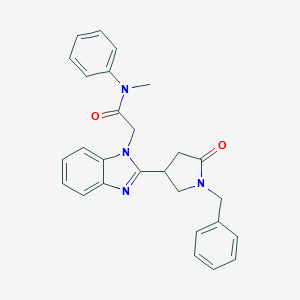 molecular formula C27H26N4O2 B368566 N-methyl-2-{2-[5-oxo-1-benzylpyrrolidin-3-yl]benzimidazolyl}-N-phenylacetamide CAS No. 912889-90-8