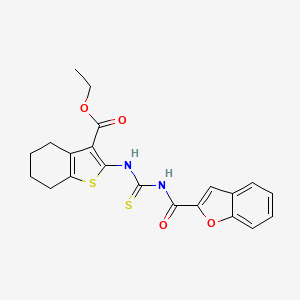 molecular formula C21H20N2O4S2 B3685682 Ethyl 2-{[(1-benzofuran-2-ylcarbonyl)carbamothioyl]amino}-4,5,6,7-tetrahydro-1-benzothiophene-3-carboxylate 