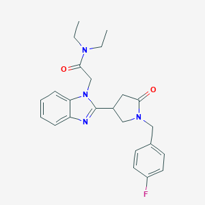 molecular formula C24H27FN4O2 B368571 N,N-diethyl-2-{2-[1-(4-fluorobenzyl)-5-oxopyrrolidin-3-yl]-1H-benzimidazol-1-yl}acetamide CAS No. 942863-83-4