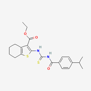 molecular formula C22H26N2O3S2 B3685751 Ethyl 2-[({[4-(propan-2-yl)phenyl]carbonyl}carbamothioyl)amino]-4,5,6,7-tetrahydro-1-benzothiophene-3-carboxylate 