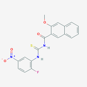 molecular formula C19H14FN3O4S B3685759 N-[(2-fluoro-5-nitrophenyl)carbamothioyl]-3-methoxynaphthalene-2-carboxamide 