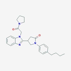 molecular formula C27H32N4O2 B368576 1-(4-butylphenyl)-4-(1-(2-oxo-2-(pyrrolidin-1-yl)ethyl)-1H-benzo[d]imidazol-2-yl)pyrrolidin-2-one CAS No. 943101-59-5