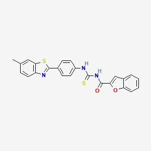 molecular formula C24H17N3O2S2 B3685996 N-{[4-(6-methyl-1,3-benzothiazol-2-yl)phenyl]carbamothioyl}-1-benzofuran-2-carboxamide 