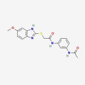 molecular formula C18H18N4O3S B3686048 N-[3-(acetylamino)phenyl]-2-[(5-methoxy-1H-benzimidazol-2-yl)thio]acetamide 