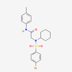 molecular formula C21H25BrN2O3S B3686131 N~2~-[(4-bromophenyl)sulfonyl]-N~2~-cyclohexyl-N-(4-methylphenyl)glycinamide 
