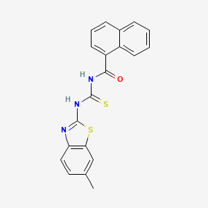 molecular formula C20H15N3OS2 B3686178 N-[(6-methyl-1,3-benzothiazol-2-yl)carbamothioyl]naphthalene-1-carboxamide 