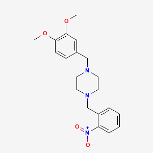 molecular formula C20H25N3O4 B3686248 1-[(3,4-Dimethoxyphenyl)methyl]-4-[(2-nitrophenyl)methyl]piperazine 