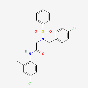 molecular formula C22H20Cl2N2O3S B3686269 N~2~-(4-chlorobenzyl)-N-(4-chloro-2-methylphenyl)-N~2~-(phenylsulfonyl)glycinamide 