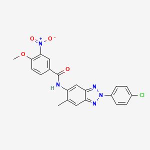 molecular formula C21H16ClN5O4 B3686390 N-[2-(4-chlorophenyl)-6-methyl-2H-1,2,3-benzotriazol-5-yl]-4-methoxy-3-nitrobenzamide 