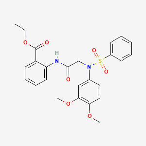 molecular formula C25H26N2O7S B3686418 ethyl 2-{[N-(3,4-dimethoxyphenyl)-N-(phenylsulfonyl)glycyl]amino}benzoate 