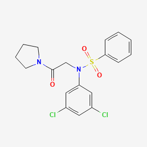 molecular formula C18H18Cl2N2O3S B3686450 N-(3,5-dichlorophenyl)-N-[2-oxo-2-(1-pyrrolidinyl)ethyl]benzenesulfonamide 