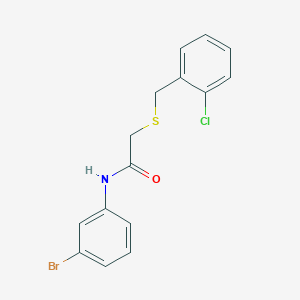 molecular formula C15H13BrClNOS B3686457 N-(3-bromophenyl)-2-[(2-chlorophenyl)methylsulfanyl]acetamide 