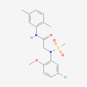 molecular formula C18H21ClN2O4S B3686470 N~2~-(5-chloro-2-methoxyphenyl)-N~1~-(2,5-dimethylphenyl)-N~2~-(methylsulfonyl)glycinamide 